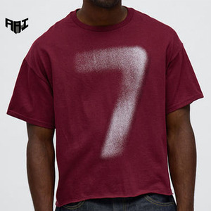 T-shirt pour homme de qualité supérieure, 100% coton, impression numéro 7, col rond, style décontracté, streetwear, fabricant OEM ODM, fournisseur de marques privées - Product Image 1