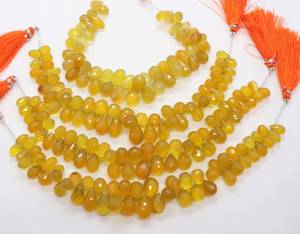 ลูกปัดแคลซีสีเหลืองธรรมชาติทรงหยดน้ำเจียระไนขนาด 6x9-9x12 มม. ลูกปัดพลอยแคลซีทรงหยดน้ำขนาด 7 นิ้ว ลูกปัดแคลซีสีเหลืองทรงหยดน้ำสำหรับทำเครื่องประดับ - Product Image 1