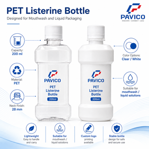 Wholesale <b>200ml</b> PET Mouthwash Packaging <b>Bottle</b> Clear or White Empty Oral Care Container OEM Vietnam Manufacturer - Product Image 6