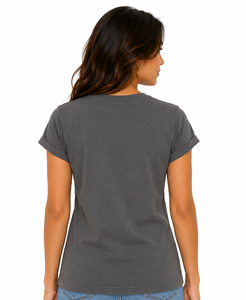 Camiseta Casual de Verano para Mujer con Puños Enrollados, Bordado Frontal Personalizado, Algodón Suave, Cómoda para Uso Diario - Product Image 3