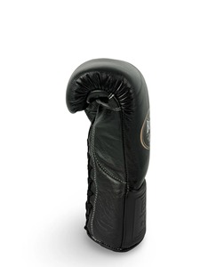 Gants de boxe No Boxing No Life, entièrement noirs, pour entraînement et compétition de kickboxing, 100% cuir véritable. - Product Image 6