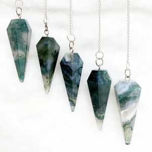 Bán Buôn Tự Nhiên Moss Agate Pha Lê Con Lắc Phong Thủy Phong Cách Đánh Bóng Bút Chì Cho Cảm Hứng Reiki <span class=keywords><strong>Chakra</strong></span> Cân Bằng Bói Toán - Product Image 1