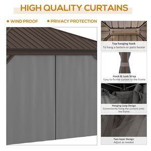 Gazebo Elegante con Tetto Rigido in Legno 12FT X 10FT con Tende e Zanzariere, Tettoia Singola in Alluminio - Product Image 3