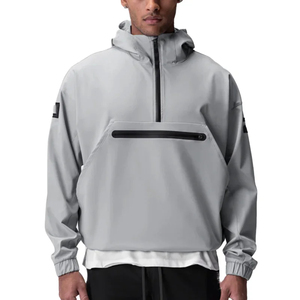 2026 Latest Autumn Canvas Stand <b>Collar</b> Half Zip Hooded Waterproof Anorak Mens Outdoor Camping Climbing Sports Windbreaker <b>Jacket</b> - Product Image 1