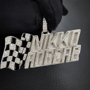 Collar de Plata 925 con Nombre Personalizado, Brillante en la Oscuridad, con Dijes de Esmalte, Bandera y Diamantes Moissanite, Colgantes de Estilo Hip Hop, Regalos para Amantes de los Deportes - Product Image 3