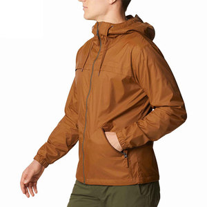 Veste imperméable à capuche pour homme, couleur marron, fermeture éclair, style décontracté pour l'automne, en polyester, manches régulières, style blouson - Product Image 3