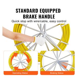 Cavo passacavi in fibra di vetro da 492 piedi 5/16 pollici con bobina in acciaio e 3 teste di trazione - Product Image 2