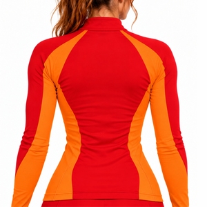 Maillot de cyclisme pour femmes à fermeture éclair sur le devant, manches longues, séchage rapide, extensible, en spandex et polyester, avec logo coloré sur le devant - Product Image 2