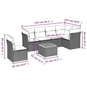 Conjunto de Sofás de Jardín de Ratán Beige para 6 Personas, Muebles de Exterior Resistentes a la Intemperie, Diseño Contemporáneo - Product Image 5
