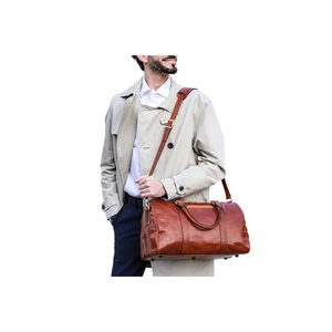 Sac fourre-tout en cuir de buffle pleine fleur fait main, élégant, vintage, sport, gym, voyage, avec fermeture éclair, grand format, pour femme, motif lettre - Product Image 1