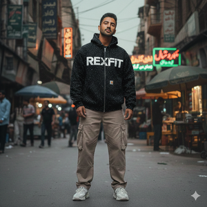 Sudadera con capucha Rexfit Sports Premium de algodón y felpa, con lavado ácido, bordado, cremallera completa, logotipo personalizado OEM, sudaderas con cremallera completa OEM - Product Image 3