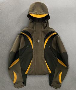 Chaqueta Deportiva Negra con Capucha para Hombre, Resistente al Viento, con Costuras Azules y Blancas y Cremallera Frontal, Corte Regular, para Otoño - Product Image 3