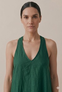 Women's Maxi Wrap Dress V-Neck Sleeveless Customized Linen Cotton Blend Natural Vintage Style Eco-Friendly Breathable <b>Summer</b> - Product Image 4