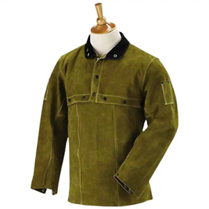 เสื้อแจ็คเก็ตหนังวัวแท้คุณภาพสูงสำหรับงานเชื่อม ทนทานต่อการเสียดสี ความร้อน และประกายไฟ พร้อมแถบสะท้อนแสงเพื่อความปลอดภัย สามารถปรับแต่งโลโก้ได้ - Product Image 6