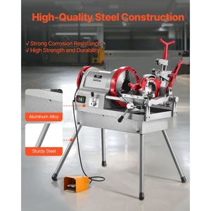 900W Electric 2-Speed Pipe Threader Machine 1/2 4 Inch Pipes <b>Threading</b> Cutter <b>Tool</b> with Foot Pedal Power Pipe Threaders - Product Image 4