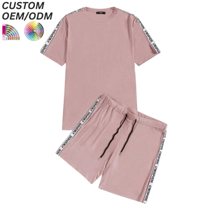 Conjuntos de Camisetas Casuales de Algodón para Hombre, Ropa Urbana Sólida para el Verano, Atuendo Diario, Logotipo Personalizado, Soporte OEM ODM para Fabricación de Marca - Product Image 1