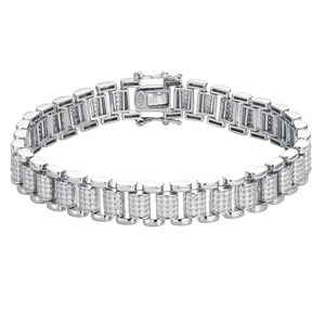 Baguette Cut Moissanite Diamond Bracelet 925 Silver Iced Out Link Chain Luxury Jewelry for <b>Men</b> Women Gift - Product Image 2