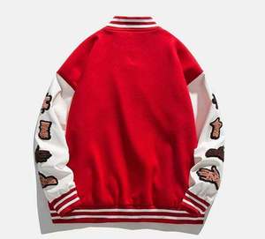 Oldtribe Unisex <b>Black</b> Varsity <b>Jacket</b> Embroidered Patch Design Crew Neck <b>Fleece</b> Windproof Faux Fur Lining Streetwear Winter Wear - Product Image 4