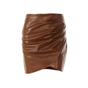 Up Design International Factory Made Women Casual Leather Mini Skirt High Quality Breathable Customizable Skirt - Product Image 1