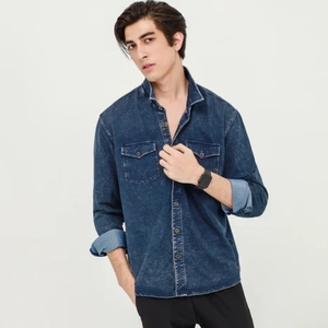 Camisas de Mezclilla para Hombre, Invierno, Personalizables, Estilo Urbano, 360g, 100% Algodón, Transpirables, de Secado Rápido, Alta Calidad, Color Personalizable - Product Image 2