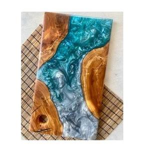 Planche à découper en bois et résine époxy de qualité supérieure, épaisseur 1,5 cm, compatible lave-vaisselle, moderne, pour servir le fromage et les aliments. - Product Image 4