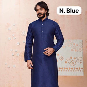 Ensemble Kurta Pajama de créateur en soie douce de qualité supérieure, tissé sur mesure, avec motif ton sur ton - Product Image 1