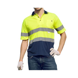 Polo de travail haute visibilité imperméable thermique respirant grande taille à manches courtes avec logo personnalisé - Product Image 1