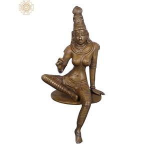 Hermosa estatua de latón de 9 pulgadas de la diosa Uma Parvati Diosa sentada con elegante producto de escultura de borde de escritorio - Product Image 1