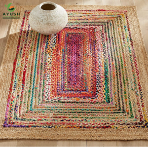 Tapis durable et facile à nettoyer, fabriqué en fibres de jute naturelles et en coton, tapis sur mesure pour salon et chambre. - Product Image 1