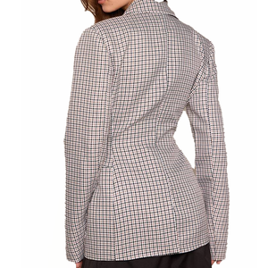 Blazers à carreaux pour femmes en gros, manches longues, col à revers, bouton unique, en viscose, sur mesure, fabricant OEM ODM - Product Image 4