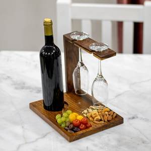 Premium Acacia Wood <b>Wine</b> Station Organizer Countertop Syrup Bottle Holder Bear Pod Cup Mug Storage Tray Vintage cafe Style - Product Image 2