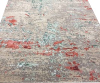Couleurs pastel exclusives, abstrait moderne, tapis coupé en poils coupés, noué et filé à la main, en laine et soie de bambou filée à la main, luxe extra épais