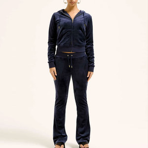 High End Eco-Friendly Polyester/Cotton Velvet Women <b>Tracksuit</b> Thick Winter Hoodie Soft <b>Velour</b> Jogger Set Casual Loose Fit - Product Image 1
