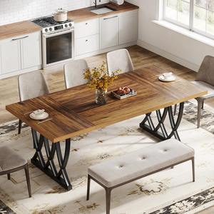 Mesa de Comedor Moderna con Estructura Metálica para Apartamentos y Hoteles, Mueble Rectangular para Cenar - Product Image 5