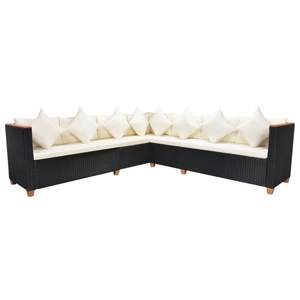 Juego de 7 Muebles de Patio de Ratán Sintético Negro, Elegantes Conjuntos de Jardín - Product Image 6