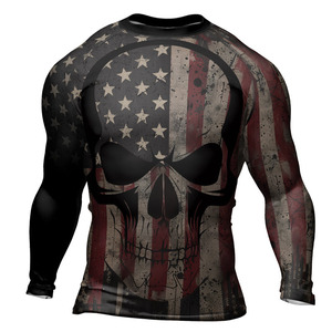 <b>Printed</b> Long Sleeve MMA Rash Guard Quick Dry UV Protection Compression Shirt <b>Surf</b> Swim Gym Fitted Wear Grappling Rash Guard - Product Image 4