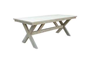 PINE Garden Patio Dining Set with Wicker Chairs and Brushed Wooden <b>Table</b> - Product Image 2
