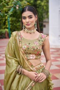 AARIKA TEXTILE Luxury Premium Gold Crush Traditional Bridal Lehenga Thread Sequin Embroidery Blouse <b>Dupatta</b> Ethnic Wedding - Product Image 4