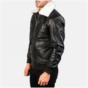 Leather Jacket for Men With White Fur Customized Original Sheep Leather Jacket Motor Bike Leather Jacket - Product Image 3