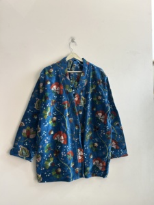 Robe kimono bohème en velours de coton indien, peignoir imprimé animal - Product Image 4