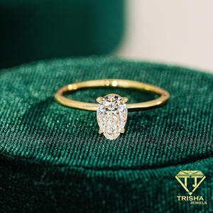 Elegant Moissanite Diamond Pear Cut Engagement Ring Gold Tone Solitaire Jewelry Minimalist Bridal Ring Luxury Gift For Women - Product Image 4