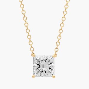 Princess Cut Lab-Grown Diamond Solitaire Pendant In Yellow Gold - Product Image 1
