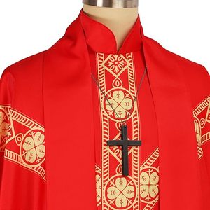 Vêtement liturgique de prêtre de haute qualité, couleur rouge, pour célébrant, robe d'église, vêtement de père de l'Église, robes de messe brodées avec étole - Product Image 6