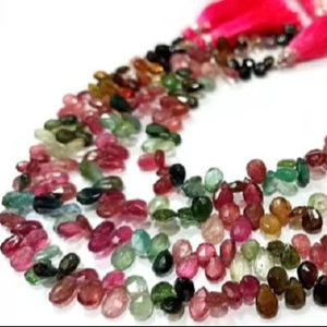 Cuentas de turmalina natural multicolor en forma de pera, vendidas por hebra de 8 pulgadas de largo - Product Image 3