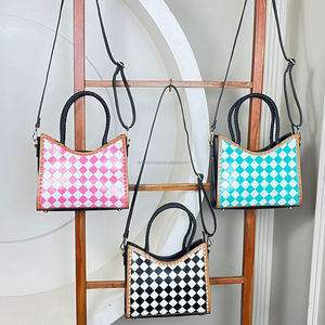 Bolsos de Diseñador de Gran Capacidad y Alta Calidad, Bolso de Mano Cruzado de Cuero a Cuadros Hecho a Mano, Bolso de Hombro de Lujo para Mujer - Product Image 4