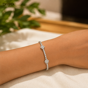 Custom Plated White <b>Gold</b> Flower Tennis Bracelet Brilliant Round Diamond Engagement Moissanite Women's Jewelry - Product Image 3