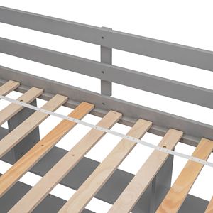 Letto a soppalco grigio a grandezza naturale con scrivania, scaffali portaoggetti e scala - Product Image 5