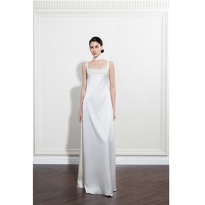 Vestidos de Noche de Lujo con MOQ Bajo, ODM, Vestido Oriel sin Tirantes, Satén Mission, Corte A, Vestidos con Acolchado Sutil, Casuales para Mujer en Blanco - Product Image 3