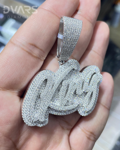 Pendentif personnalisé en moissanite avec lettre royale, bijoux hip-hop, logo ou nom personnalisé, en argent sterling 925, pendentif de luxe - Product Image 1