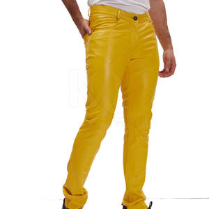 Pantalon en cuir pour homme, design décontracté, coupe ajustée, léger, taille mi-haute, durable, pantalon tendance pour le quotidien et l'exportation - Product Image 5